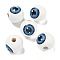 Printed Wood European Beads, Eyeball Round Beads, Dodger Blue, 19~20mm, Hole: 4mm