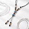 Retro Glass & Porcelain & Alloy Adjustable Nylon Cord Y Necklaces for Women, Antique Silver, Colorful, Round, 22.05~40.16 inch(56~102cm)