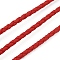 Braided PU Leather Cords, Round, Red, 4mm, about 2.19 Yards(2m)/Strand