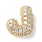 Brass Micro Pave Cubic Zirconia Beads, Letter, Rack Plating, Long-Lasting Plated, Real 18K Gold Plated, Letter J, 10.5x9.5x4.5mm, Hole: 2.5x2mm