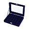 Flock with Glass Jewelry Display Box, Midnight Blue, 20x15x5cm