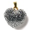 Transparent Resin Dotted Rhinetone Pendants, Heart Charms with Rack Plating Brass Findings, Real 18K Gold Plated, Cadmium Free & Lead Free, Long-Lasting Plated, Black, 21x20x11mm, Hole: 4.5x3mm