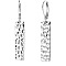 Hammered Rectangle Brass Leverback Earrings, Platinum, 32x7mm