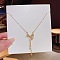 Stainless Steel Cable Chain Necklaces, Rhinestone Pendant Necklaces, Bowknot, 8.27~19.69 inch(21~50cm)