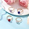 Handmade Polymer Clay Rhinestone Finger Rings for Women, Round, with Eco-Friendly Copper Wire, Golden, 8.5mm, US Size 8 1/2(18.5mm)