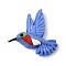 Silicone Beads, Focal Beads, Hummingbird, with Glitter Powder, Royal Blue, 28x31.5x12mm, Hole: 3mm