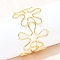Hollow Brass Cuff Bangles for Women, Flower, Rack Plating, Long-Lasting Plated, Cadmium Free & Lead Free, Real 18K Gold Plated, 1-5/8 inch(4cm), Inner Diameter: 2 inch(5.05cm)