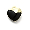 Alloy Enamel Charms, Heart Charms, Golden, Black, 12x11.5x5.5mm, Hole: 1.5mm