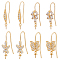 8Pcs 4 Style Brass Micro Pave Cubic Zirconia Earring Hooks, for Half Drilled Beads, Long-Lasting Plated, Oval & Flower & Tree & Butterfly, Real 18K Gold Plated, 24~25mm, 21 Gauge, Pin: 0.7mm, 2pcs/style