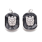 Brass Enamel Pendants, with Brass Jump Rings, Rounded Square, Black, 23x16x4mm, Jump Rings: 3mm Inner Diameter.