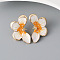 Flower Alloy Enamel Stud Earrings, Golden, Left and Right, Orange, 36x22mm
