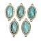Natural Amazonite Faceted Oval Links, Rack Plating Brass Micro Pave Clear Cubic Zirconia Connector Charms, Golden, 24.5x12x4.5mm, Hole: 1.5mm