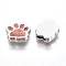 Alloy Enamel Slider Charms, Dog Paw Prints, Platinum, Red, 13x15.5x4.5mm, Hole: 2x8mm
