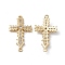 Rack Plating Brass Micro Pave Clear Cubic Zirconia Connector Charms, Lead Free & Cadmium Free, Religion Cross Links, Real 18K Gold Plated, 30x17x4.4mm, Hole: 1.2mm