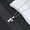 201 Stainless Steel Crystal Rhinestone Initial Pendant Necklaces, Stainless Steel Color, Non-Tarnish, Letter P, 15.75 inch(40cm)