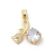 Brass Micro Pave Cubic Zirconia Pendants, Flower, 19.5x17.5x5.5mm, Hole: 2.5x5mm