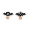 Halloween Theme Alloy Enamel Pendants, Platinum, Bat, 20x26x1mm, Hole: 1.6~1.8mm