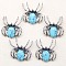 Synthetic Turquoise Brooch, Spider, Antique Silver, 36x34mm