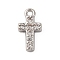 Brass Micro Pave Clear Cubic Zirconia Charms, Cadmium Free & Nickel Free & Lead Free, Cross, Platinum, 5x2mm, Hole: 1mm