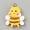Opaque Resin Pendants, with Platinum Tone Iron Loop, Bees, 28x23x8mm, Hole: 2mm