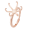 1Pc Rhodium Plated 925 Sterling Silver Adjustable Ring Findings, Engagement Solitaire Ring Setting Prong Ring Settings, with S925 Stamp, Rose Gold, US Size 9 3/4(19.5mm), Tray: 13x16mm