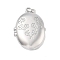 Brass Locket Pendants, Lead Free & Cadmium Free, Long-Lasting Plated, Oval with Flower Pattern, Platinum, 24.5x17.5x7mm, Hole: 4x3mm, Inner Diameter: 19x13mm