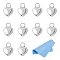 10Pcs Heart Shape 925 Sterling Silver Charms, with 1Pc Suede Fabric Square Silver Polishing Cloth, Silver, 7x5x3.5mm, Hole: 1mm