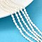 Natural Cultured Freshwater Pearl Beads Strands, Rice, Grade 6A, White, 2.8~3.2mm, Hole: 0.5mm, about 70~71pcs/strand, 13.98''(35.5cm)