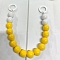 Plastic Round Beaded Bag Handles, with Alloy Spring Gate Ring, for Bag Replacement Accessories, Yellow, 30.9cm