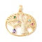 Brass Micro Pave Clear Cubic Zirconia Pendants, Tree of Life Charms, Rack Plating, Lasting Plated, Nickel Free, Real 18K Gold Plated, 24.5x27x3mm, Hole: 3x4mm