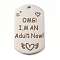Non-Tarnish 201 Stainless Steel Pendants, Oval with Word OMG, I'm an Adult Now Charms, Stainless Steel Color, 49x28x2mm, Hole: 3mm