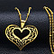 Hollow Out Heart 201 Stainless Steel Pendant Necklaces for Women, Valentine's Day Gift, Golden, 17.72 inch(45cm)