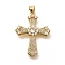 Rack Plating Brass Micro Pave Cubic Zirconia Pendants, Long-Lasting Plated, Lead Free & Cadmium Free, Cross Charms, Real 18K Gold Plated, 34x25x5mm, Hole: 5x3mm