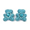 Handmade Polymer Clay Rhinestone Beads, Bear Disco Ball Beads, Aquamarine, 31x28x13mm, Hole: 1.6mm