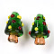Handmade Lampwork Bumpy Beads, Christmas Tree Charms, Light Green, 17.5~20x11~14.5mm, Hole: 1~1.6mm
