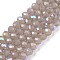 Electroplate Glass Beads Strands, Imitation Jade Beads, Half Plated, Rainbow Plated, Faceted, Rondelle, Gray, 4x3mm, Hole: 0.4mm, about 105~110pcs/strand, 38~39cm