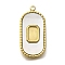 Ion Plating(IP) 304 Stainless Steel Pave Shell Pendants, Oval Charms, Real 14K Gold Plated, 22.5x11x2mm, Hole: 1.5mm