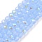 Electroplate Glass Beads Strands, Imitation Jade Beads, Half Plated, Rainbow Plated, Faceted, Rondelle, Light Blue, 4x3mm, Hole: 0.4mm, about 105~110pcs/strand, 38~39cm