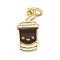 Brass Enamel Charms, Drink Charm, with Jump Ring, Lead Free & Cadmium Free, Long-Lasting Plated, Rack Plating, Real 18K Gold Plated, Coconut Brown, 15x7.5x2mm, Hole: 3.4mm