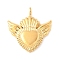 304 Stainless Steel Charms, Ion Plating(IP), Heart with Wing Charms, Real 14K Gold Plated, 14x13.5x2.5mm, Hole: 1.5mm