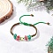 Christmas Electroplate Glass Braided Bead Bracelets for Men Women, with Nylon Thread & Brass Beads, Green, Inner Diameter: 1-7/8~3-1/8 inch(4.9~8cm)