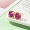 Square Brass Micro Pave Cubic Zirconin Stud Earrings, Cadmium Free & Lead Free, Rack Plating, Long-Lasting Plated, Golden, Old Rose, 8.5x7mm