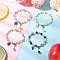 4Pcs Synthetic Moonstone & Glass Round Beaded Stretch Bracelets, Alloy Enamel Friut Charms Bracelets for Women, with Shell Pearl Bead, Mixed Color, Inner Diameter: 2-1/4 inch(5.8cm), bead: 3.5~8x3~7.5mm, blueberry: 17.5x13.5x1.5mm, apple: 14.5x16.5x3mm, banana: 14.5x10.5x2mm, grape: 17x9.5x2.5mm