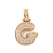 Brass Micro Pave Clear Cubic Zirconia Pendants, Real 18K Gold Plated, Letter G, 31x19x5mm, Hole: 3x6mm
