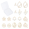 16Pcs 8 Style Alloy Pendants, with ABS Plastic Imitation Pearl, Mixed Shapes, Light Gold, 2pcs/Style