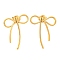 Ion Plating(IP) 304 Stainless Steel Stud Earrings, Bowknot, Real 14K Gold Plated, 27x20mm