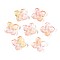 Baking Painted Transparent Glass Bead Caps, Two Tone, Flower, Sandy Brown, 10x10x3.5~4mm, Hole: 1~1.4mm, about 2080pcs/1000g