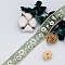 Polyester Embroidery Flower Lace Ribbon with Imitation Pearl, for Costume Decoration, Turquoise, 1-3/8 inch(35mm)