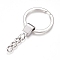 Iron Split Key Rings, with Iron Curb Chains, Keychain Clasp Findings, Platinum, 62mm