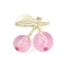 Alloy & Acrylic Pendants, Cherry, Light Gold, 30x28.5x14mm, Hole: 2mm